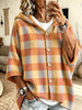 Vintage Elegant Color Blocked Hooded Button Down Sweater