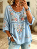 Women's Floral Eyelet Print Blouse