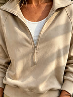 Women's Quarter-Zip Stand Collar Sweatshirt
