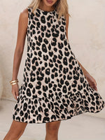 Women's Leopard Ruffle Hem Tank Dress