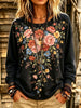 Women's Vintage Floral Bouquet Print Long Sleeve Top