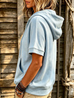 Women's Half-Zip Short Sleeve Hoodie