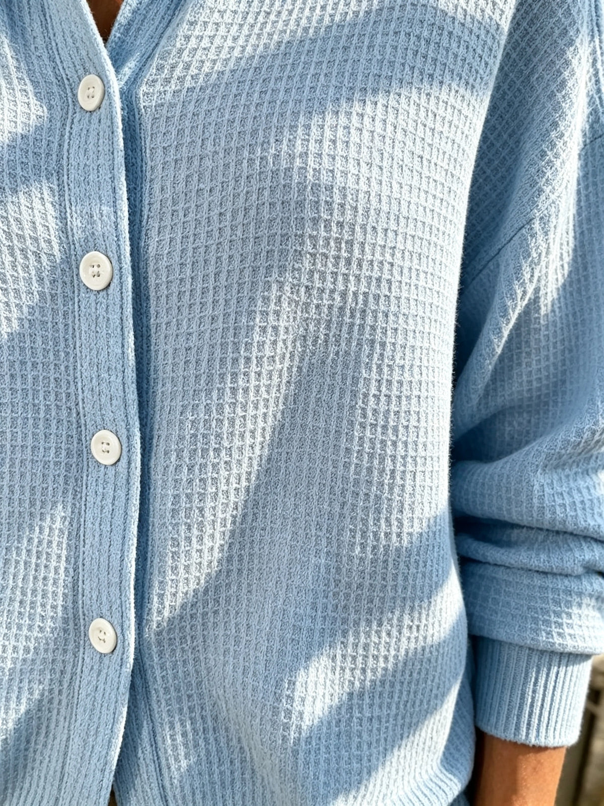 Women's Waffle Knit Button-Down Shirt