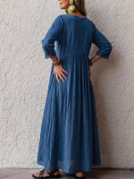 Vintage Elegant Cotton Linen Patchwork Lace Dress