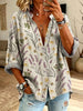 Retro Floral Bees Pattern Art Print Casual Long Sleeve Cotton Linen Shirt