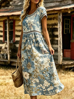 Women's Butterfly Floral Eyelet Midi Dress