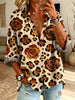 Women's Leopard Floral Pattern Art Print Casual Long Sleeve Cotton Linen Shirt