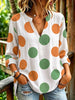 Vintage Elegant Color Blocked Pattern Print Long Sleeve Shirt