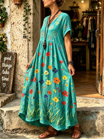 Women's Painted Poppy Floral Print Maxi Dress
