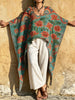 Women‘s Vintage Lotus Floral Print Oversized Batwing Kaftan Top