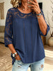 Women's Sheer Lace 3/4 Sleeve Blouse
