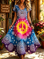 Women's Tie-Dye Mandala Print Maxi Dress
