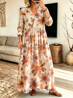 Women's Floral Print V-Neck Maxi Dress