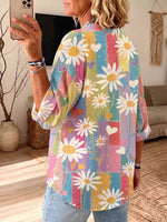Vintage Elegant Button Long Sleeve Patterned Shirt