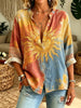 Women's Celestial Sun & Moon Print Button-Down Shirt