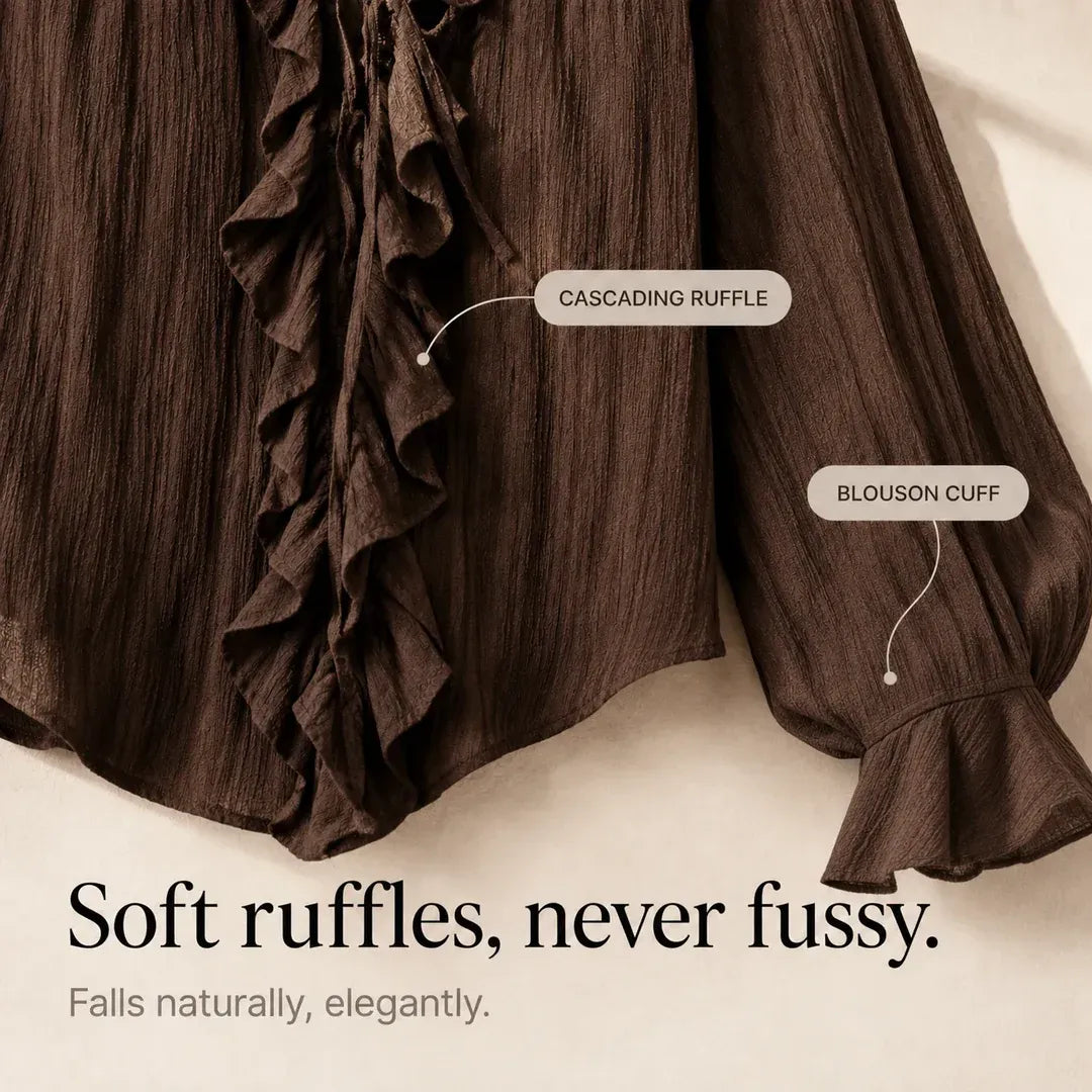 Women's Crinkled Ruffle Tie-Front Blouse