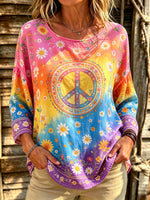 Women's Tie-Dye Daisy Peace Print Blouse