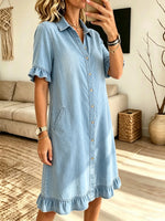 Women's Crochet Cutout Shirt Dress