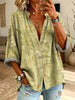 Women's Floral Pattern Art Print Casual Long Sleeve Cotton Linen Shirt