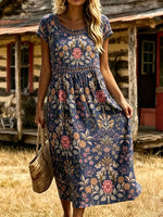 Women's Hollow Out Floral Midi Dress