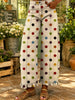 Women's Retro polka dot Pattern Art Print Casual Ruffle Hem Wide Leg Jeans