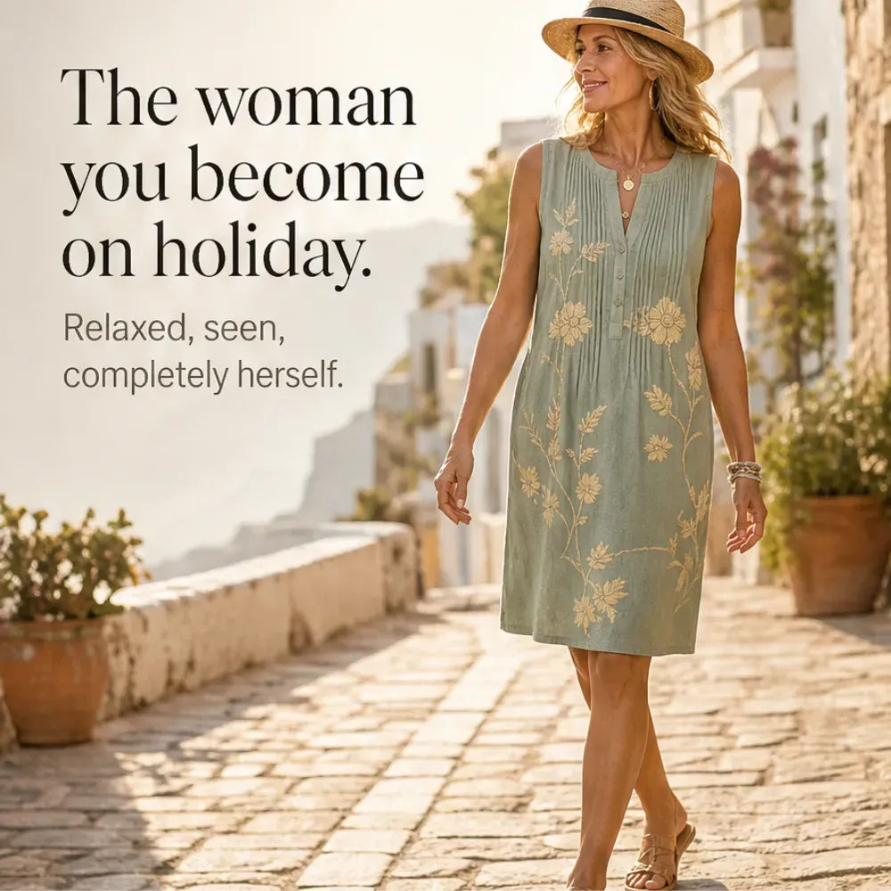 Women's Pintuck Sleeveless Linen Dress