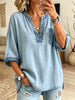 Women's V-Neck Denim Pullover Blouse