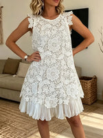 Women's Sleeveless Floral Lace Shift Dress