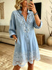 Women's Crochet Cutout Shirt Dress