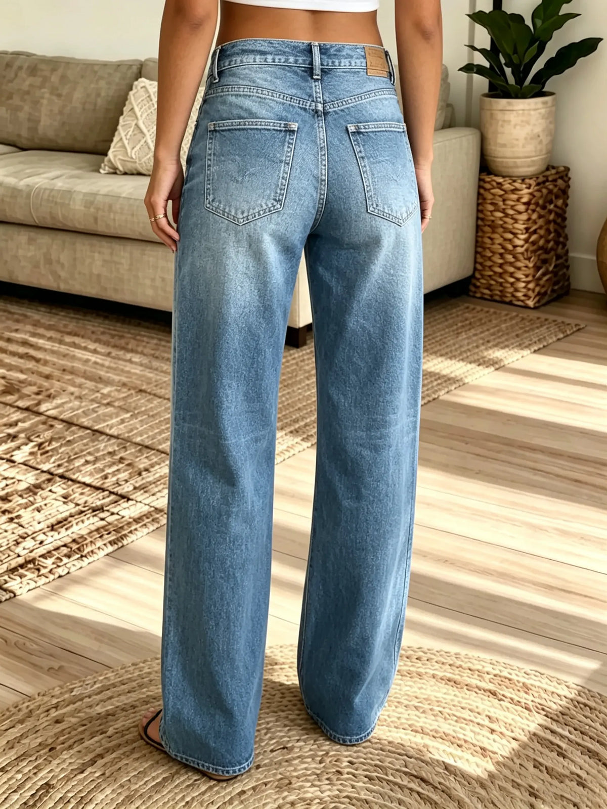 Multi-Color Options Women's Vintage Washed Loose-Fit Straight Jeans