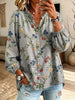 Retro Floral Pattern Art Print Casual Long Sleeve Cotton Linen Shirt
