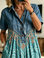 Women’s Teal Paisley Leopard Patchwork Maxi Dress