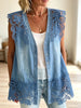Women's Lace Trim Denim Vest
