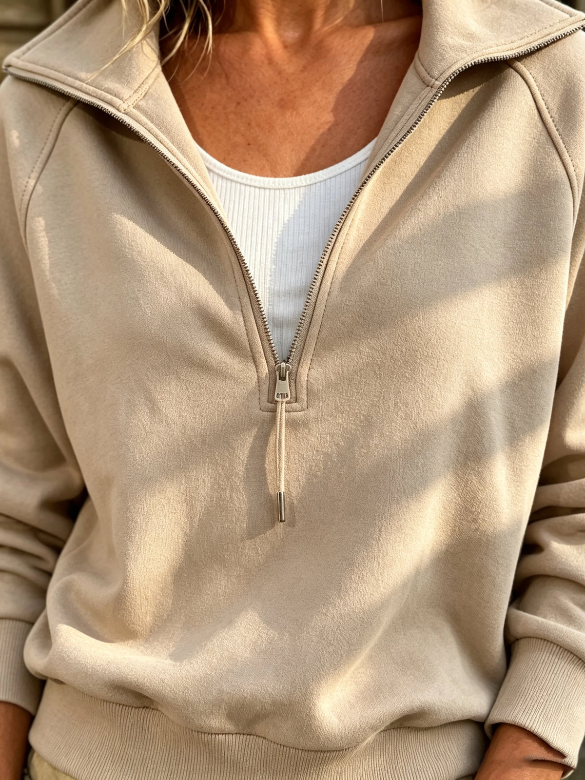 Women's Quarter-Zip Stand Collar Sweatshirt