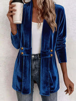 Retro Elegant Long Sleeve Casual Loose Stylish Velvet Cardigan Coat