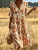 Women's Eyelet Cutout Abstract Midi Dress