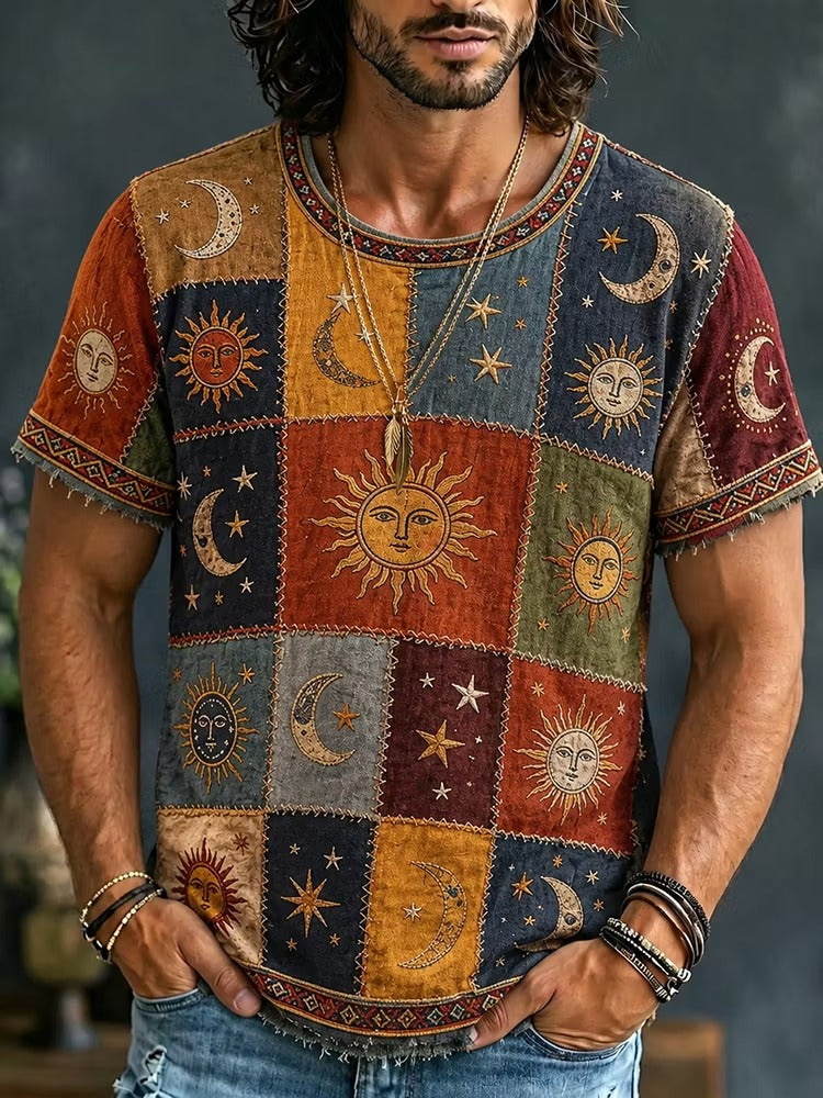 Men's Celestial Patchwork Print T-Shirt