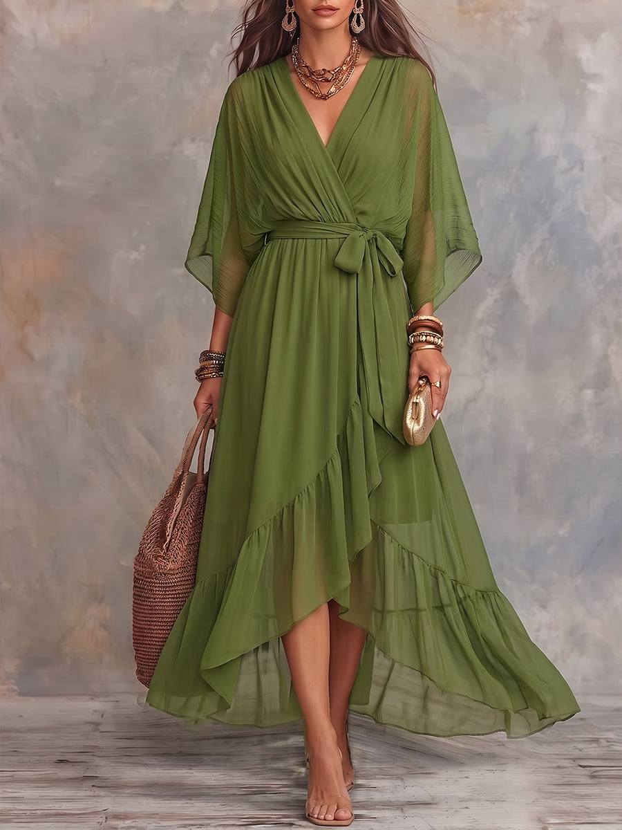 Vintage Elegant Chiffon Irregular Comfort Dress