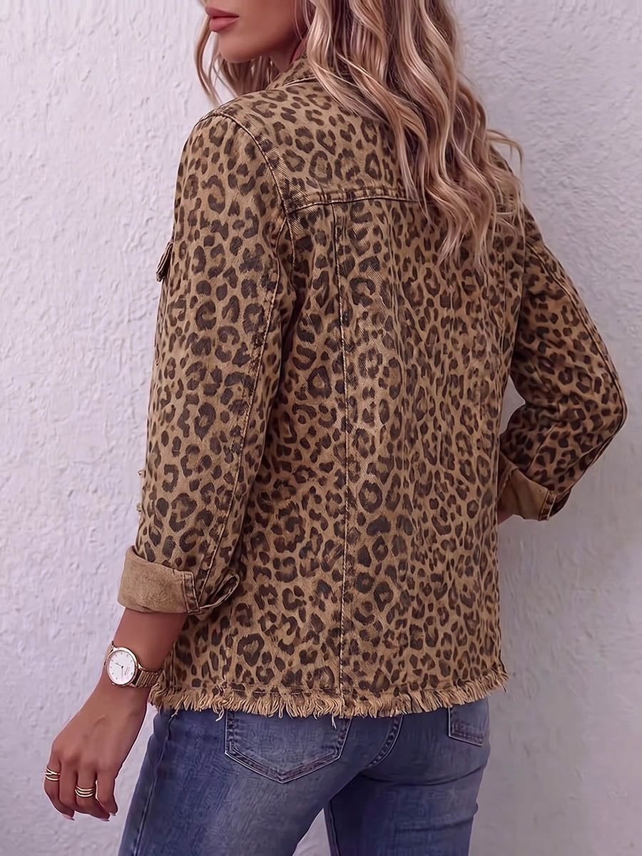 Vintage Elegant Cotton Patchwork Frayed Edges Jacket