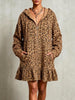 Curated Designer –Retro Leopard Pattern Ruffle Art Casual Stylish Cotton Linen Mini Dress