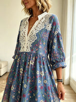 Women's Floral Crochet Lace Shirt Dress