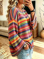 Women's Crew Neck Fashion Loose Knit Long Sleeve Top