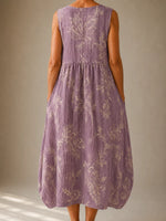 Women's Lavender Floral Balloon Hem Dress
