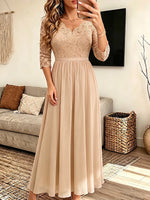 Vintage Elegant Lace Patchwork Chiffon Dress