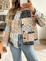 Retro Floral Patchwork Pattern Art Casual Stylish Long Sleeve Quilted Coat