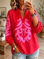 Women's Contrast Split-Neck Blouse