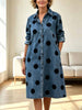 Retro Polka Dot Pattern Art Print Casual Lapel Stylish Denim Dress