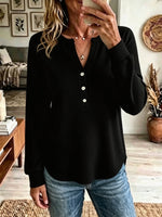 Women's Waffle Knit Henley Top