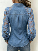 Women's Lace Sleeve Denim Shirt