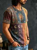 Men's Sun and Moon Pattern Print T-Shirt